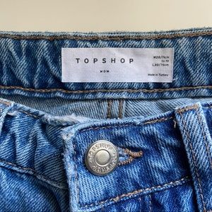 Topshop 28x30 High Waisted Blue Denim Mom Jeans
